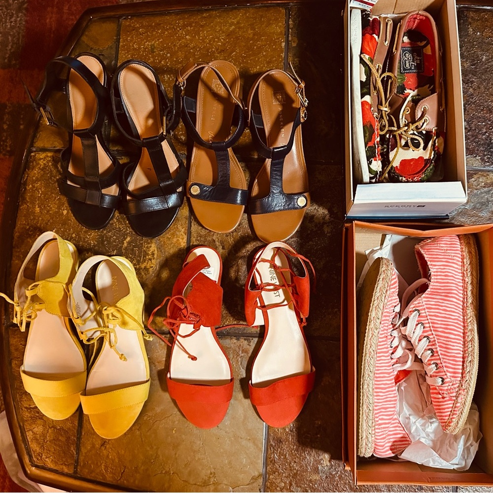Nine West Yellow and Red Sandals Vibrant Style